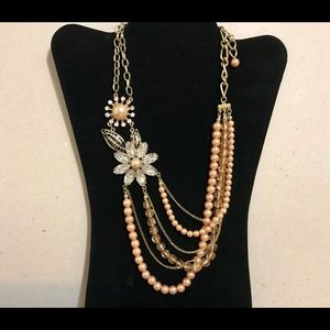 Apt. 9 Antique Pearl, Rhinestone & Brass Necklace
